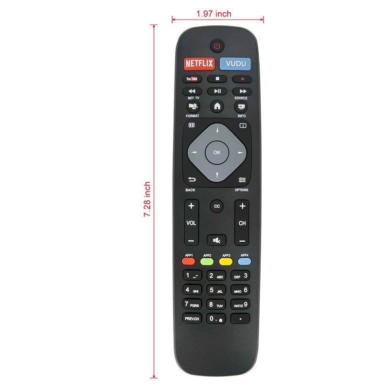 Vinabty New Replaced Remote fit for Philips TV 55PFL7900/F7 49PFL7900/F7 65PFL7900/F7 65PFL8900/F7 32PFL4901/F7 40PFL4901/F7 50PFL4901/F7 43PFL4901/F7 55PFL6900/F7 65PFL6601/F7 55PFL4901/F7 65PFL6601/F7A - Image 2